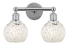 White Mouchette - 2 Light - 15 inch - Polished Chrome - Bath Vanity Light (616-2W-PC-G1216-6WM)