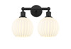 White Venetian - 2 Light - 17 inch - Matte Black - Bath Vanity Light (616-2W-BK-G1217-8WV)