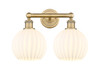 White Venetian - 2 Light - 17 inch - Brushed Brass - Bath Vanity Light (616-2W-BB-G1217-8WV)