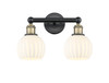 White Venetian - 2 Light - 15 inch - Black Antique Brass - Bath Vanity Light (616-2W-BAB-G1217-6WV)
