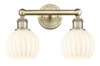 White Venetian - 2 Light - 15 inch - Antique Brass - Bath Vanity Light (616-2W-AB-G1217-6WV)