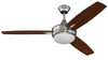 Targas 52" 3-Blade Ceiling Fan in Brushed Polished Nickel w/ Dark Oak/Walnut Blades; Integrated Light Kit (TG52BNK3)