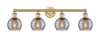 Athens Deco Swirl - 4 Light - 33 inch - Brushed Brass - Bath Vanity Light (616-4W-BB-G1213-6SM)