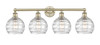 Athens Deco Swirl - 4 Light - 35 inch - Antique Brass - Bath Vanity Light (616-4W-AB-G1213-8)