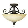 Riverton Semi-Flush in Peppercorn with Linen Swirl Glass (1567-SF PC)