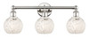 White Mouchette - 3 Light - 24 inch - Polished Nickel - Bath Vanity Light (616-3W-PN-G1216-6WM)