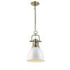 Duncan Small Pendant with Chain in Aged Brass with a White Shade (3602-S AB-WH)
