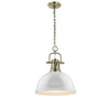 Duncan 1 Light Pendant with Chain in Aged Brass with a White Shade (3602-L AB-WH)
