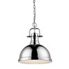Duncan 1 Light Pendant with Chain in Chrome with a Chrome Shade (3602-L CH-CH)
