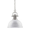 Duncan 1 Light Pendant with Chain in Pewter with a White Shade (3602-L PW-WH)