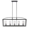 Mercer 5 Light Linear Pendant In Matte Black With Seeded Glass (4309-LP BLK-SD)