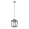 Mercer Mini Pendant in Matte Black with Chrome accents and Seeded Glass (4309-M1L BLK-SD)