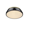 Duncan 14" Flush Mount in Aged Brass with a Black Shade (3602-14 AB-BK)