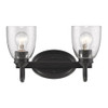 Parrish 2 Light Bath Vanity in Matte Black with Seeded Glass (8001-BA2 BLK-SD)