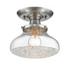 Asha 1 Light Semi-flush In Pewter W/ Clear Crushed Crystal Glass (3417-SF PW-CC)