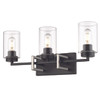Tribeca 3 Light Vanity In Matte Black With Clear Glass (6070-BA3 BLK-PW)