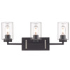 Tribeca 3 Light Vanity In Matte Black With Clear Glass (6070-BA3 BLK-PW)