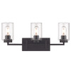 Tribeca 3-Light Bath Vanity in Matte Black with Matte Black Accents (6070-BA3 BLK-BLK)