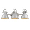 Duncan 3 Light Vanity In Pewter With Gray Steel Shade(s) (3602-BA3 PW-GY)