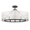 Alyssa 6 Light Chandelier, Matte Black, Sterling Mist Fabric Shades (5019-6 BLK)
