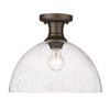 Hines 14" Semi-flush in Rubbed Bronze with Seeded Glass (3118-SF14 RBZ-SD)