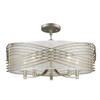 Zara 5 Lt Pendant In White Gold With Sheer Opal Fabric Shades (5516-5SF WG-SHR)