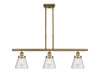 Cone - 3 Light - 36 inch - Brushed Brass - Stem Hung - Island Light (916-3I-BB-G64-LED)