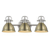 Duncan 3 Light Bath Vanity in Pewter with an Aged Brass Shade (3602-BA3 PW-AB)
