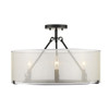Alyssa 3 Lt Semi-flush, Matte Blk, Sterling Mist Fabric Shades (5019-3SF-XL BLK)