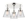 Cone - 3 Light - 18 inch - Polished Nickel - Flush Mount (916-3C-PN-G62)