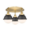 Ballston Urban - 3 Light - 19 inch - Brushed Brass - Flush Mount (916-3C-BB-HFS-61-BK)