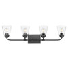 Ormond 4 Light Vanity In Matte Black With Clear Glass (2120-BA4 BLK-CONE-CLR)