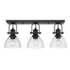 Hines 3-Light Semi-Flush in Matte Black with Seeded Glass (3118-3SF BLK-SD)