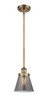 Cone - 1 Light - 6 inch - Brushed Brass - Mini Pendant (916-1S-BB-G63-LED)