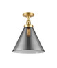 Cone - 1 Light - 12 inch - Satin Gold - Semi-Flush Mount (916-1C-SG-G43-L)
