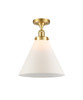 Cone - 1 Light - 12 inch - Satin Gold - Semi-Flush Mount (916-1C-SG-G41-L)