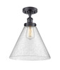Cone - 1 Light - 12 inch - Matte Black - Semi-Flush Mount (916-1C-BK-G44-L-LED)
