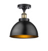 Derby - 1 Light - 10 inch - Black Antique Brass - Semi-Flush Mount (916-1C-BAB-MFD-10-BK)