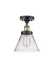 Cone - 1 Light - 8 inch - Black Antique Brass - Semi-Flush Mount (916-1C-BAB-G42-LED)
