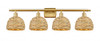 Woven Rattan - 4 Light - 38 inch - Satin Gold - Bath Vanity Light (516-4W-SG-RBD-8-NAT)