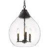 Ariella 3-Light Pendant in Matte Black with Hammered Clear Glass (1094-3P BLK-HCG)