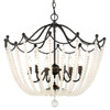 Tiara 6 Light Pendant In Matte Black W/ Frosted Crystal Beads (1888-6P BLK-FCB)