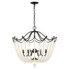 Tiara 6 Light Pendant In Matte Black W/ Frosted Crystal Beads (1888-6P BLK-FCB)