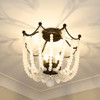 Tiara 3 Light Semi-flush, Matte Black W/ Frosted Crystal Beads (1888-SF BLK-FCB)