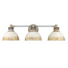 Kinsley 3 Light Bath Vanity in Aged Galvanized Steel with Antique Ivory Shade (0865-BA3 AGV-AI)