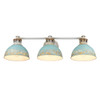 Kinsley 3 Light Bath Vanity in Aged Galvanized Steel with Teal Shade (0865-BA3 AGV-TEAL)