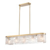 Skye 6 Light Island Light, Brass with Wispy White Murano Style Glass (AC12175BR)