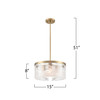 Artcraft Lighting Skye 3 Light Pendant 15", Brass with Wispy White Murano Style Glass (AC12171BR)