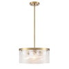 Artcraft Lighting Skye 3 Light Pendant 15", Brass with Wispy White Murano Style Glass (AC12171BR)