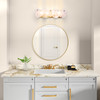 Artcraft Lighting Lily 4 Light Bathroom Vanity, Brushed Brass with Wispy White Murano Style Glass (AC12214BR)